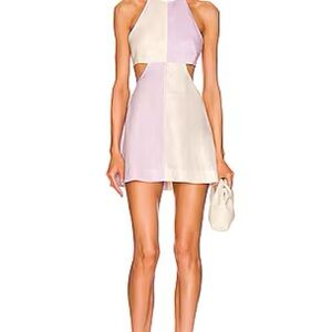 Matthew Bruch Colorblock Halter Mini Dress